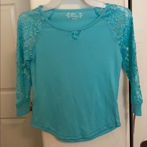 Lace and solid girls size shirt